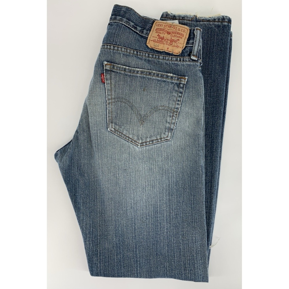 Levis 514 Jeans Men 34x34 Blue Slim‎ Straight Fit Fade Distress Denim Pants